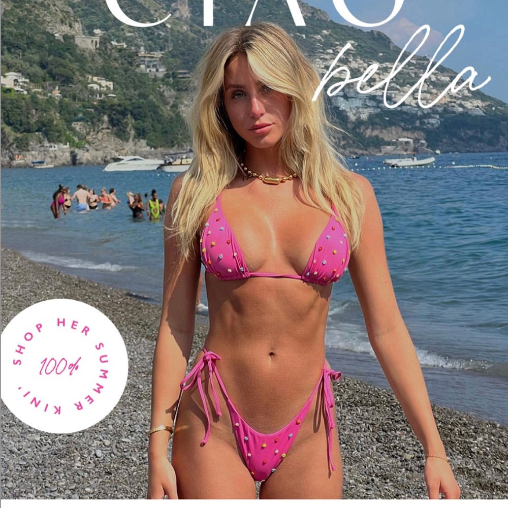 Beaded Brittany Bikini Top - Pink size M - new with tags